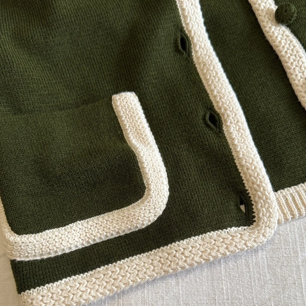 NWT Sezane Olive Jacket with Cream Accents - Picture 6 of 7